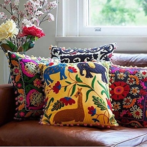 Suzani Cushion Cover Cotton Embroidered Cushion <b>Vintage</b> Cushion Cover Home Decorative Pillow Case - Product Image 6
