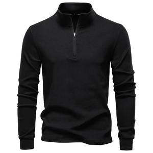 Sweat-shirt à col montant mi-zippé en maille unie pour homme, anti-rides, doux, respirant, chaud, manches longues, nouvelle collection 2025 - Product Image 4