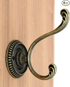 Crochet mural en laiton antique Cintre pour manteau et vêtements en laiton massif avec double niveau Cintre pour serviettes en laiton durable - Product Image 4