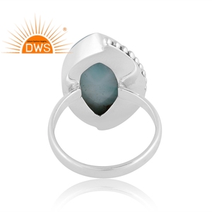 Dernières tendances en argent sterling oxydé Larimar naturel pierre précieuse Marquise Design bague empilable fabricant de bijoux personnalisés - Product Image 4