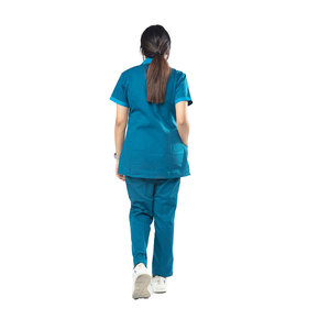 Ensemble de Blouse et Pantalon Médical Femme Haute Qualité, Faible MOQ, Manches Courtes, Fermeture Latérale à Boutons, Respirant, Séchage Rapide, Personnalisable pour Hôpital - Product Image 3