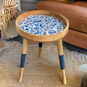 Handmade Enamel Mango Wood Side <b>Table</b> Detachable <b>Legs</b> by MUGHALCRAFTS - Product Image 5