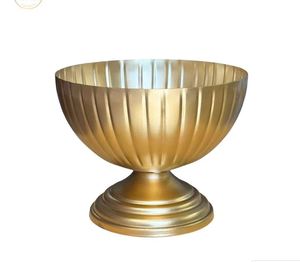 Jarrón Decorativo para Bodas al por Mayor, de Aluminio Dorado Cromado, Hecho a Mano, Ecológico, con Diseño Acanalado, Pedestal para Mesa, Maceta para Flores - Product Image 3