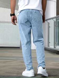 Wholesale Men Classic <b>Blue</b> Cotton Jeans Pant Slim Fit Stretch Casual Design With Custom Regular Fit Lightweight <b>Canvas</b> Thickness - Product Image 3
