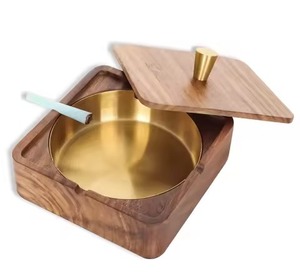 Bamboo Ashtray <b>Box</b> Table Decorative Best Quality <b>Wooden</b> Ashtray With Acrylic <b>LID</b> Best for Gift Premium Office Ashtray Ash <b>Box</b> - Product Image 5