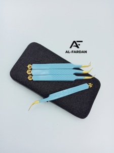 แหนบต่อขนตาปลอมดีไซน์ฮาโลวีนคีมหนีบขนตาทำจากสเตนเลสผสมสีทองและสีฟ้า - Product Image 4