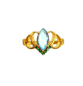 Sterling Silver 925 Gold Plated Supplier Wholesaler Custom Made Handmade Unisex Low MOQ Trendy <b>Unique</b> Labradorite <b>Rings</b> - Product Image 5