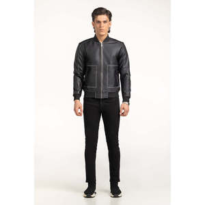 Vestes décontractées vintage en polyester enduit pour hommes, col montant, fermeture éclair, coupe régulière, automne-printemps MN-JKT-WS24-047 - Product Image 5