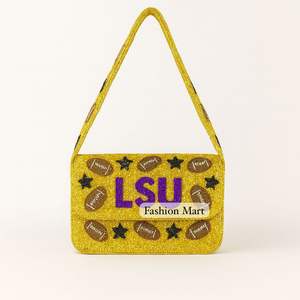 Bolso de lentejuelas hecho a mano LSU a la moda, bolso cruzado con cuentas para eventos deportivos y portones traseros - Product Image 4