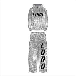 Vêtements de sport d'hiver pour hommes survêtement en détresse soleil délavé à l'acide respirant polaire broderie Fitness exercice survêtement ensemble 2026 - Product Image 1