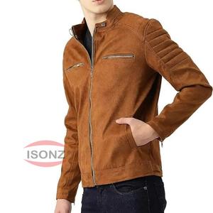 ISONZ 2024 Hot Selling Winter Autumn Genuine <b>Suede</b> Leather Biker Style <b>Jacket</b> Softshell Zip Closure Material Long Clothing New - Product Image 1