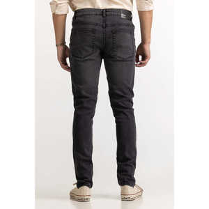 กางเกงยีนส์ทรงตรงเอวกลางสไตล์วินเทจสีชาร์โคล ODM ผ้ายีนส์ฟอกหินพร้อมลายปะติด คอลเลคชั่นฤดูหนาว - Product Image 1