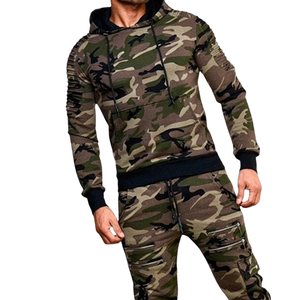 Ensemble de survêtement uni pour homme en molleton de coton, comprenant un sweat à capuche et un pantalon de jogging, vêtements de sport décontractés pour la gym, l'entraînement, la course et l'hiver - Product Image 3