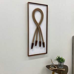 กล่องประดับเชือกแบบผูกปมเงาศิลปะติดผนังแนวตั้งกรอบแขวนใต้ทะเลรูปปั้นเชือกสไตล์การเดินเรือสำหรับตกแต่งภายในบ้านแนวชายฝั่ง - Product Image 2