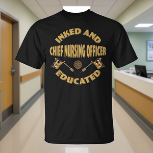 T-shirt promotionnel pour chef des infirmières, avec message « Encre et Connaissance » - Product Image 3