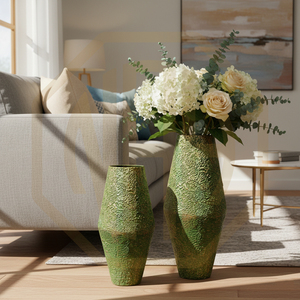 2026 Nordic Coastal Iron Flower <b>Vase</b> Elegant Home Decor Green <b>Texture</b> Floor <b>Vase</b> Factory Direct Best Price Wholesale Supplier - Product Image 3