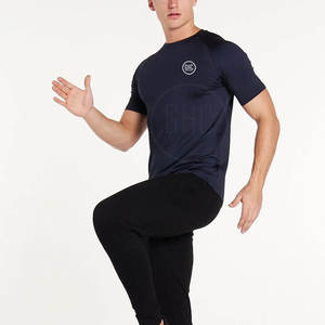 T-shirt de sport respirant pour homme, manches courtes, vêtements de musculation, spandex/polyester, écologique, personnalisable - Product Image 6