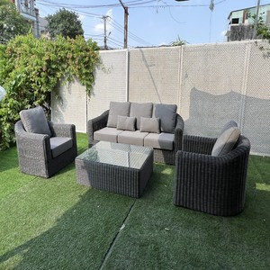 Meubles de salon extérieur Sièges en gros Poly Willow Corner Sets pour canapé de jardin - Product Image 4