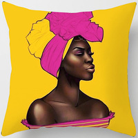 Housse de coussin ethnique africaine en polyester doux, motif femme batteuse tribale, pour salon