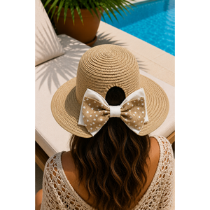 Sombrero de Paja Ajustable con Lazo de Puntos y Diseño Estampado para Actividades al Aire Libre y Pesca - Product Image 1