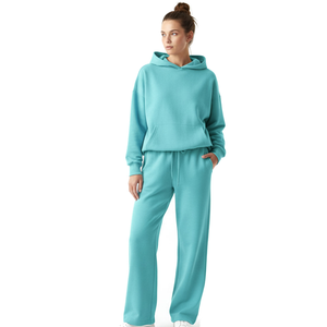 Survêtements de jogging d'hiver luxueux de style urbain, ensemble deux pièces avec capuche unie, service OEM, logo personnalisé, sweat à capuche en polaire surdimensionné - Product Image 6