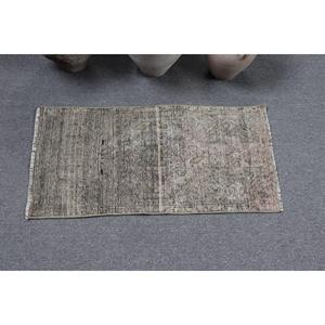 พรมวินเทจขนาดเล็ก, พรมตุรกีขนาด 1.5x3 ฟุต, พรมขนสัตว์สีเทาแบบอิคัต - Product Image 3