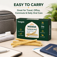 Brosse à dents Miswak, lot de 16 avec dentifrice |   Saveurs naturelles de clou de girofle et de menthe |   Coffret complet de soins bucco-dentaires sous vide pour une fraîcheur optimale
