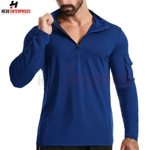 Camisetas con media cremallera y logotipo personalizado, camisetas con media cremallera de alta calidad para hombre, Camiseta de algodón de secado rápido con media cremallera en blanco para hombre - Product Image 4
