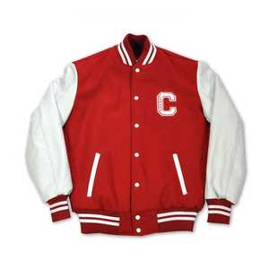 เสื้อแจ็คเก็ตตัวแทนผู้ชาย,เสื้อแจ็คเก็ตเบสบอลพิมพ์โลโก้แขนหนังแท้ - Product Image 3