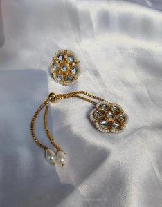 Kundan แหวนปรับได้2ชิ้นกำไลข้อมือแต่งงานของขวัญ haldi Sangeet โปรดปราน diaspora ของขวัญคืนเครื่องประดับมือ - Product Image 6