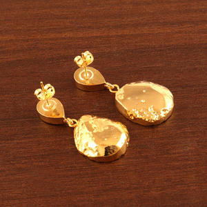 Fashion Bohemian Earring Natural Black Geode Druzy & Copper <b>Purple</b> Jade Earring Gold Plated Wedding <b>Gifts</b> Romantic Women Earring - Product Image 6