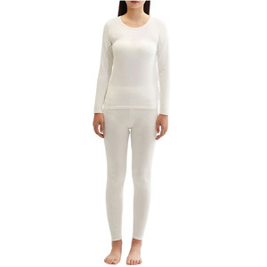 Ensemble thermique respirant en coton/fibre de bambou à séchage rapide pour femme, tricot gaufré léger, haut et bas, type long john - Product Image 6