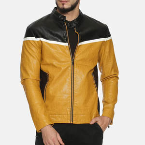 La mejor chaqueta de cuero de marca pura de peso pesado para hombres para el invierno con cuello levantado al aire libre estilo High Street - Product Image 1