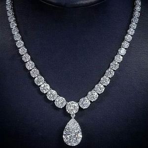 Exclusive 1ct Round Diamond <b>Necklace</b> With Earrings for Women White Gold With Gra Certificate Wholesale <b>Fine</b> Jewelry - Product Image 3