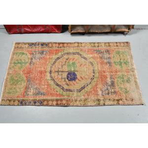 พรมวินเทจสไตล์ตุรกี ขนาด 2.3x4.3 ฟุต พรมขนาดเล็ก สีส้มล้วน - Product Image 3