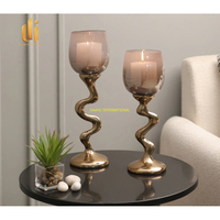 Candelabro Moderno de Aluminio y Vidrio, Portavelas Alto Estilo Vintage, para Bodas, Navidad, Hogar, Hotel, Eventos, Decoración del Hogar