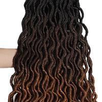Extensions de cheveux synthétiques Gypsy Locs 3 tons 18 pouces 24 mèches, ondulées bouclées, style Goddess Wave