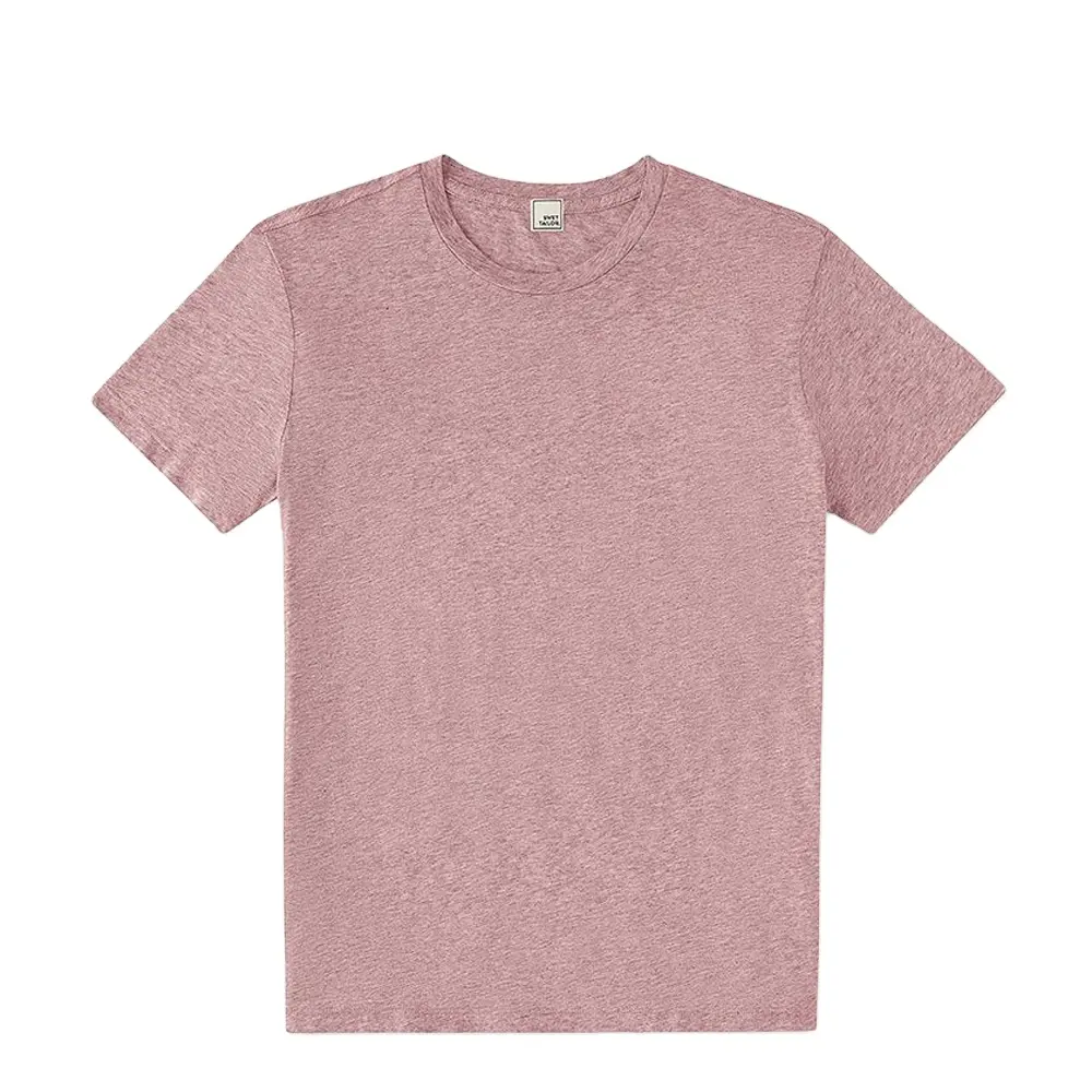 Somon pembe ekip boyun gerçek T shirt klasik Tees Premium gömme erkek t-shirt-ekip boyun T shirt pamuklu t-shirt erkekler için