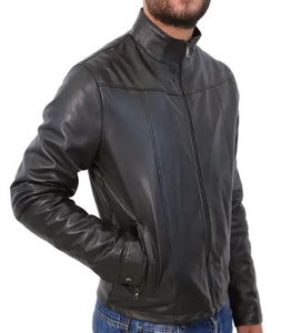 Chaqueta de Cuero para Hombre, Diseño Punk con Cremallera Oblicua, Chaqueta de Motociclista, Nueva - Product Image 3