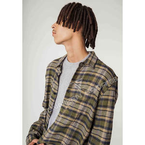 OEM/ODM <b>Men</b> Flannel Fabric <b>Shirt</b> Material 100% Wool Short Sleeves Chest <b>Pockets</b> Buttons Closing Inside Woven Neck Label - Product Image 2