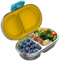 Boîte à lunch isotherme en acier inoxydable 304, 2 compartiments, compatible micro-ondes, anti-fuite, passe au lave-vaisselle, type bento pour