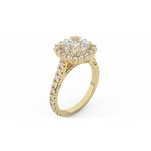 Bague en or 14K WA4 style Halo en forme de coussin avec diamant - Product Image 5