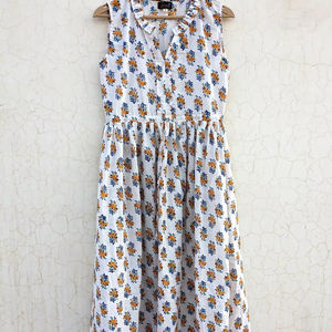 Main bloc imprimé sans manches robe d'été | Robe en coton | Imprimé floral | Fait à la main - Product Image 1