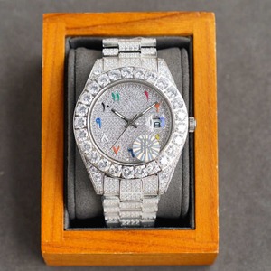 Reloj D-7 al por Mayor con Logotipo Personalizado, Reloj de Lujo para Hombre con Esfera Bling de Dos Tonos en Oro Blanco, Estilo Hip Hop con Cristales de Diamante - Product Image 6