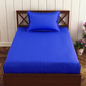 Bedsheet Cotton <b>Striped</b> 400 TC Lightweight <b>Striped</b> <b>Bed</b> <b>Sheet</b> - Product Image 1