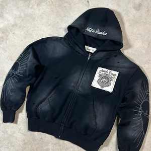 Sweat à capuche Sunfaded 100% coton personnalisé de Speedy Industry Streetwear surdimensionné 3D détresse séchage rapide Anti-rides polaire hiver - Product Image 2