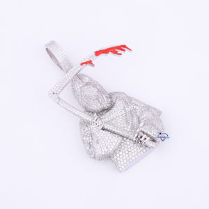 Classique entièrement glacé Hip Hop Death Reaper pendentif personnalisé rond taille brillant diamant cultivé en laboratoire VVs clarté or blanc 14kt - Product Image 2