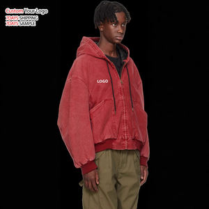 Sudaderas con capucha personalizadas con estampado y bordado, estilo streetwear de invierno, lavado ácido, 100% algodón, efecto desgastado por el sol, con cremallera, de peso pesado, vintage, corte holgado para hombre - Product Image 2