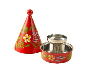 ชามสแตนเลสแบบใช้แล้วทิ้ง ลายเพ้นท์มือ ดีไซน์ดอกไม้แบบพ่นสี สำหรับเสิร์ฟช็อกโกแลต ผลไม้ และข้าวกล้อง - Product Image 1