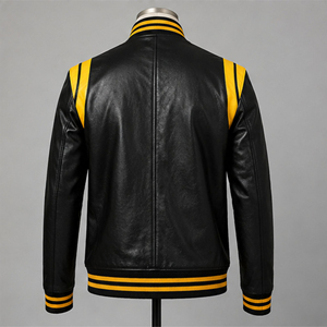 Veste en cuir pour homme, style varsity, logo brodé personnalisé, vêtements d'extérieur pour l'hiver, veste en cuir pour homme, style varsity - Product Image 2